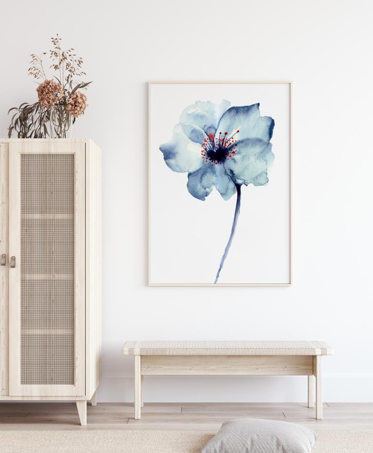 Aquarelle Flower - Blue Poster