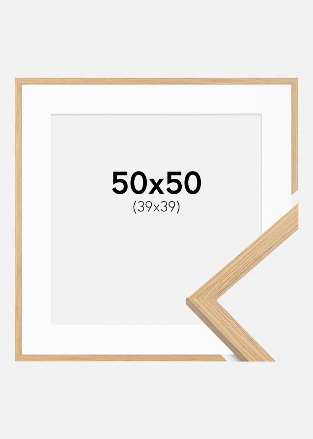 Cadre Galant Chêne 50x50 cm - Passe-partout Blanc 40x40 cm