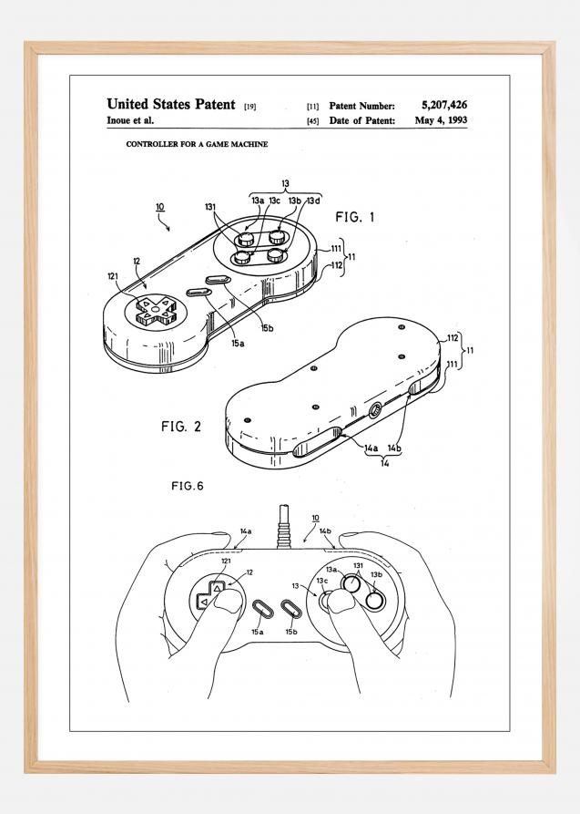 Patent Print - Game Controller I - White Poster