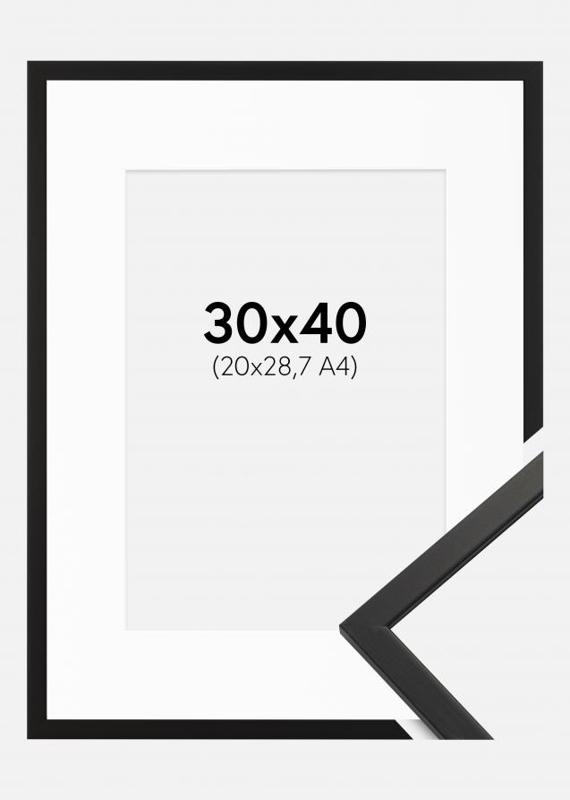 Cadre Edsbyn Verre acrylique Noir 30x40 cm - Passe-partout Blanc 21x29,7 cm