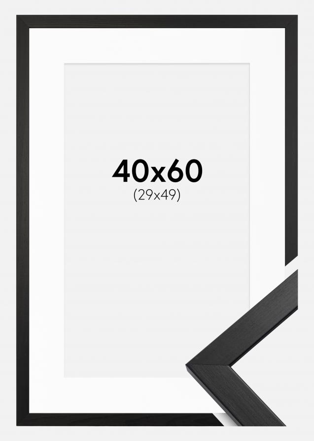 Cadre Stilren Verre acrylique Noir 40x60 cm - Passe-partout Blanc 30x50 cm