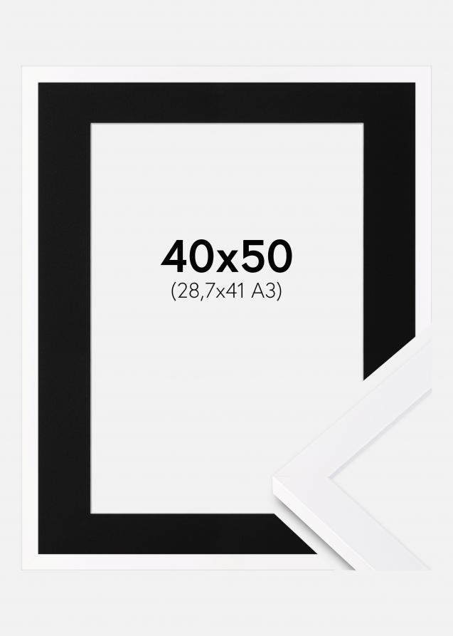 Cadre Selection Blanc 40x50 cm - Passe-partout Noir 29,7x42 cm (A3)