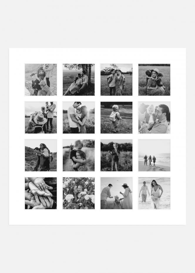 Passe-partout Blanc 50x50 cm - 16 Images collage