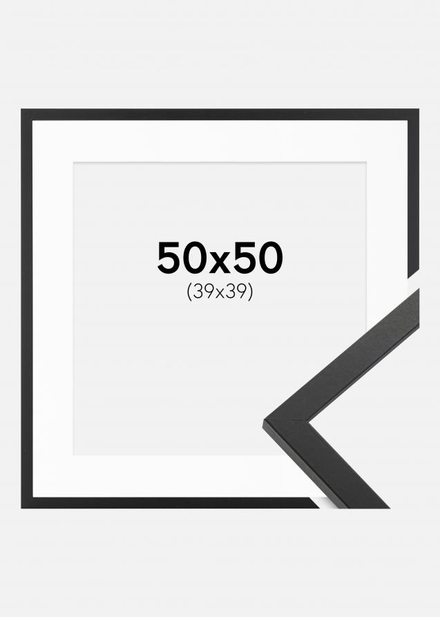 Cadre Trendy Noir 50x50 cm - Passe-partout Blanc 40x40 cm