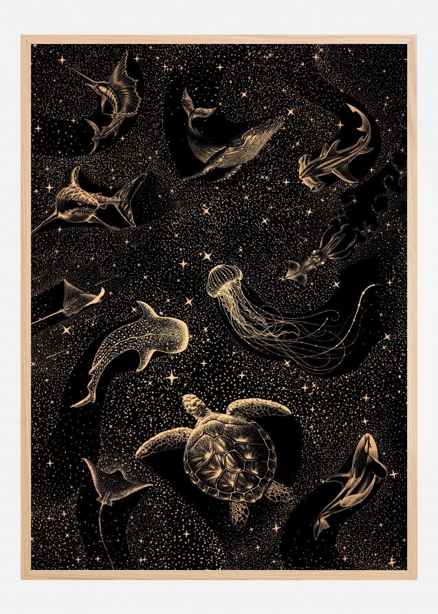 Cosmic Ocean  Dark Gold Poster