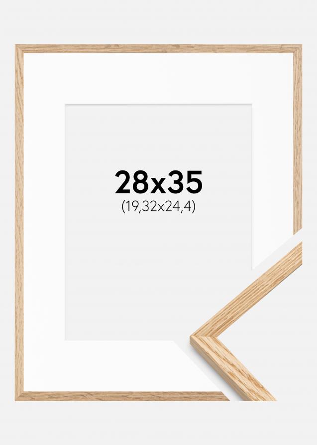 Cadre Mince Chêne 28x35 cm - Passe-partout Blanc 8x10 inches