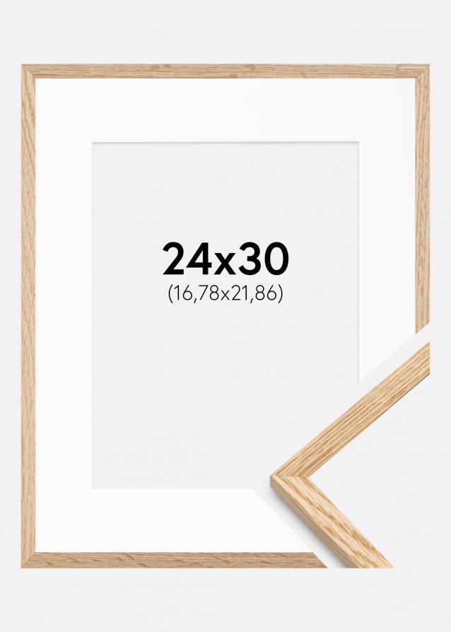 Cadre Mince Chêne 24x30 cm - Passe-partout Blanc 7x9 inches
