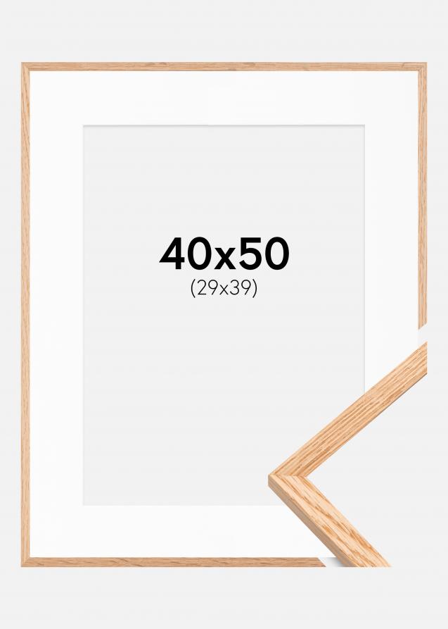 Cadre Mince Chêne 40x50 cm - Passe-partout Blanc 30x40 cm