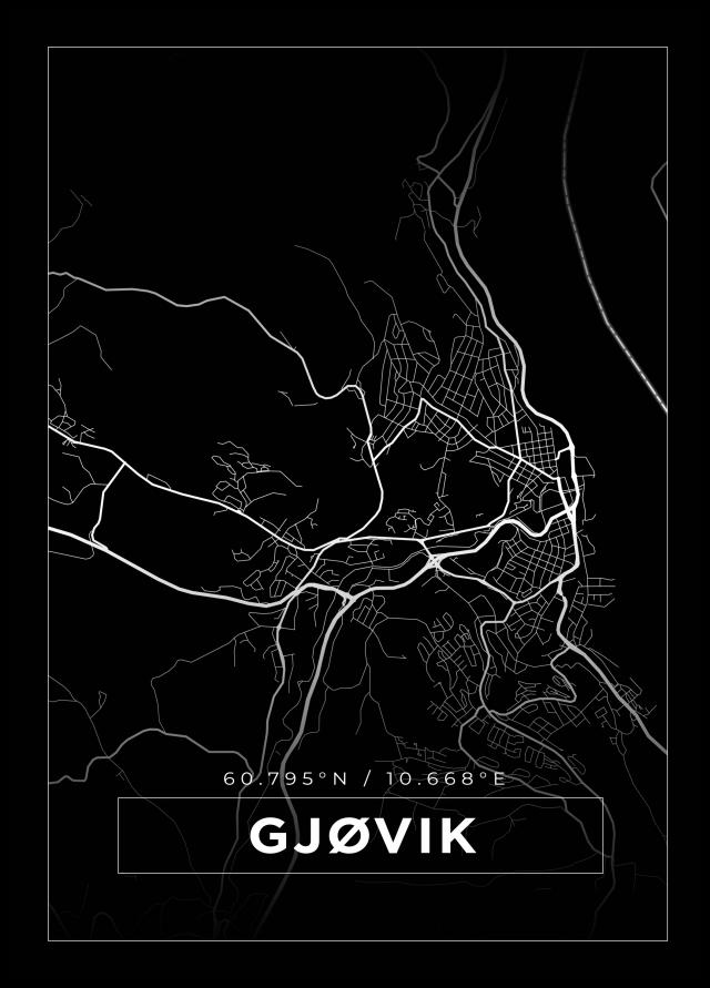 Map - Gjøvik - Black
