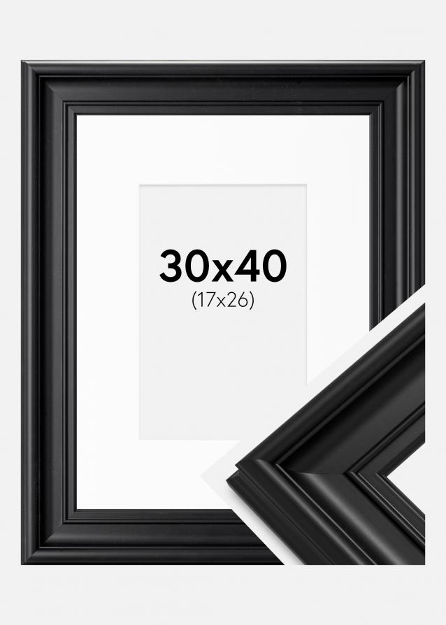 Cadre Mora Premium Noir 30x40 cm - Passe-partout Blanc 18x27 cm