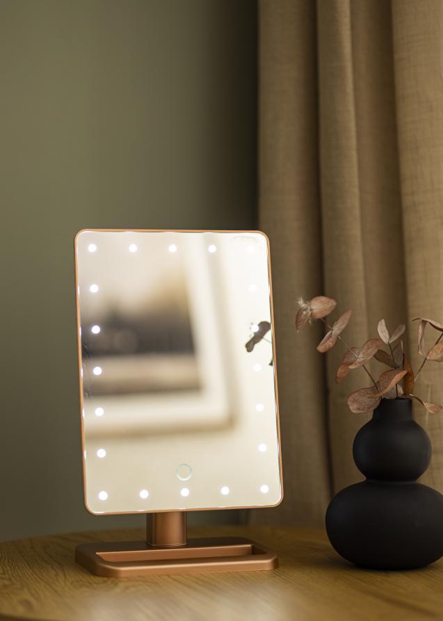KAILA Miroir de maquillage LED m. Haut-parleur Bluetooth Or rosé 18x30 cm