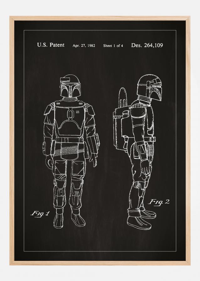 Dessin de brevet - Star Wars - Boba Fett - Noir Poster