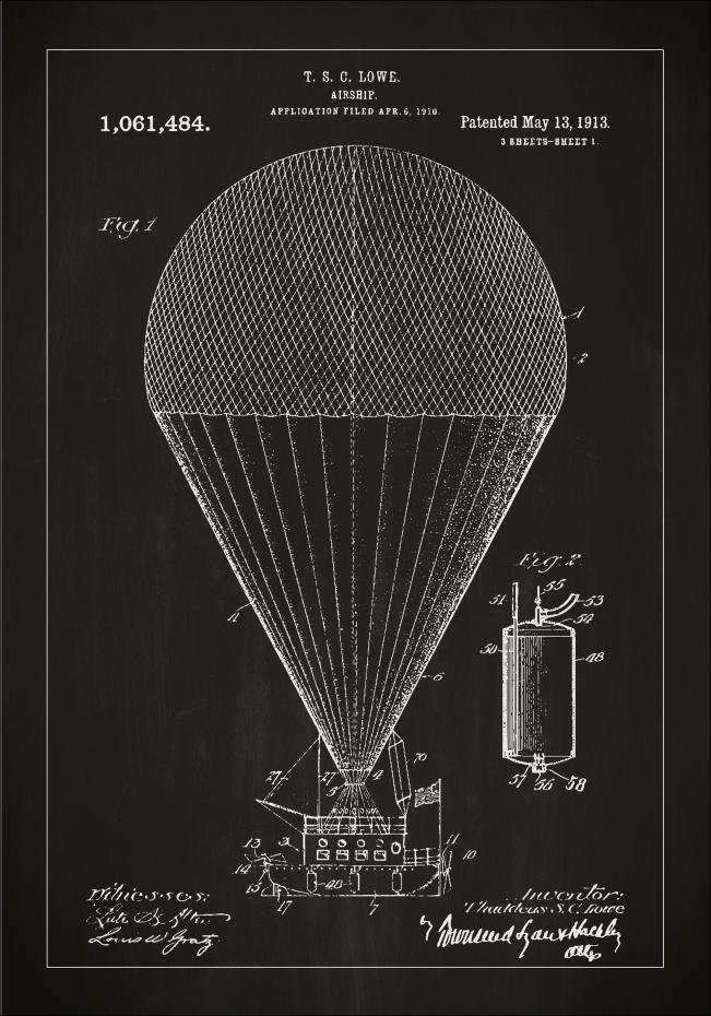 Dessin de brevet - Ballon dirigeable - Noir Poster