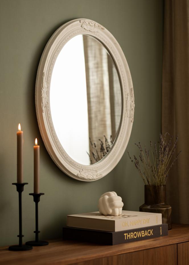 Miroir Antique Blanc Ovale 50x60 cm