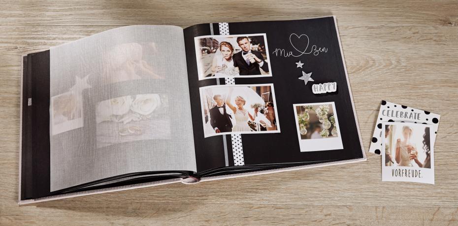 Just for Love Album de mariage - 28x30,5 cm (50 pages noires / 25 feuilles)