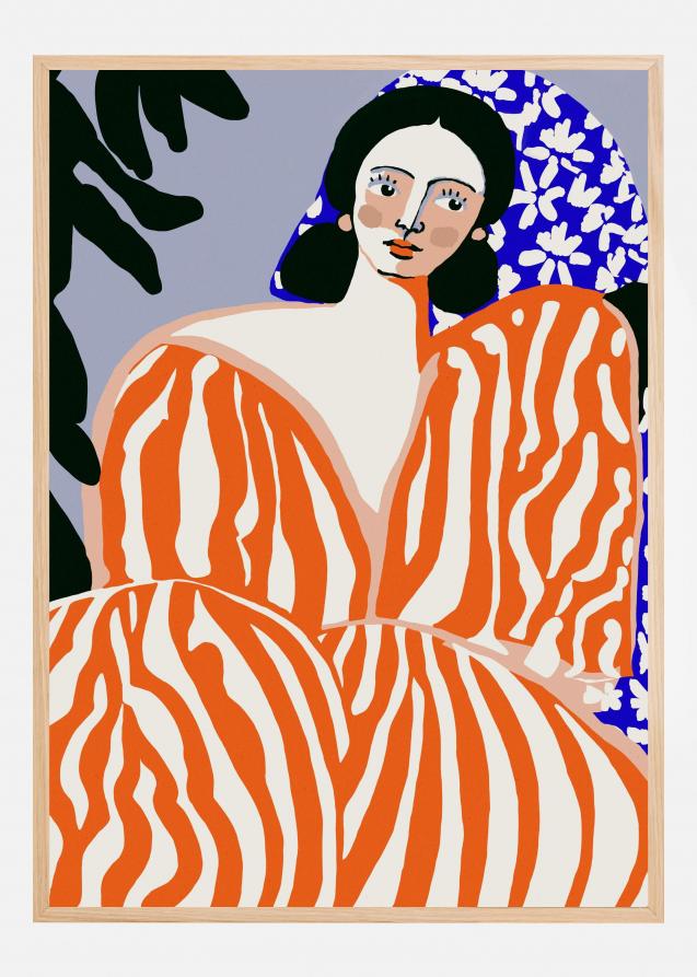 Woman In Striped Suit Poster