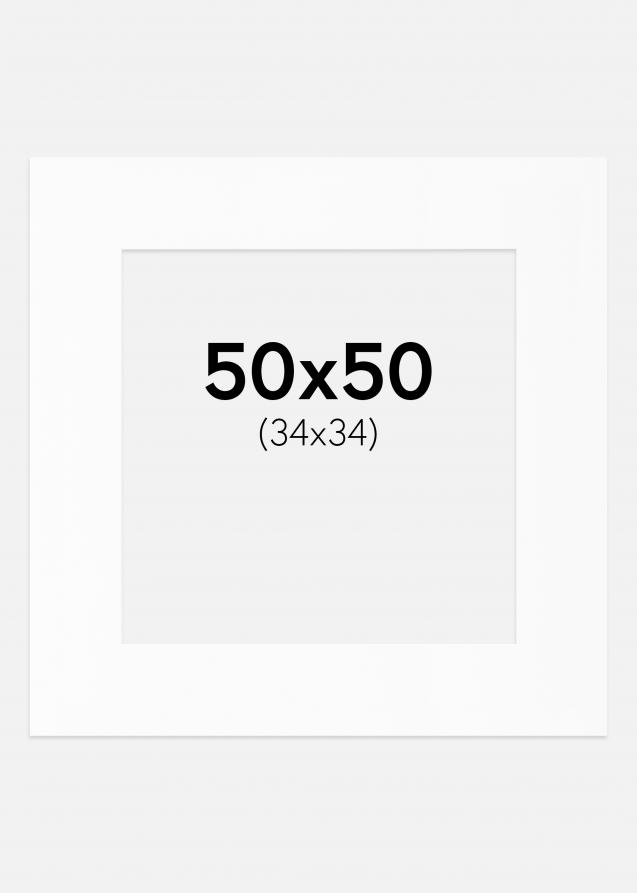 Passe-partout Blanc Standard (noyau blanc) 50x50 cm (34x34)