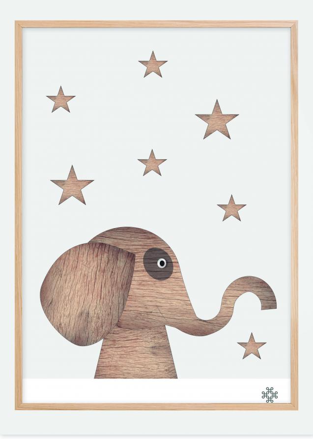 Wood elephant Light Poster