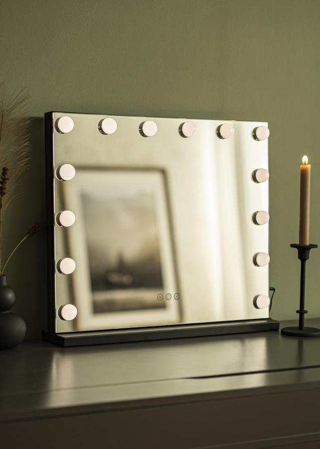 KAILA Miroir de maquillage Base LED 14 Noir 56x46 cm