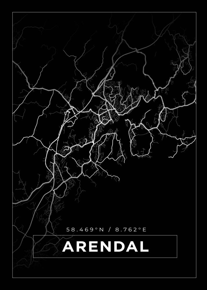 Map - Arendal - Black