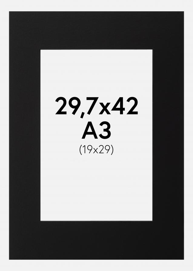 Passe-partout Noir (noyau noir) 29,7x42 cm (A3) (19x29)