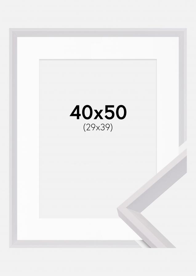 Cadre Globe Blanc 40x50 cm - Passe-partout Blanc 30x40 cm
