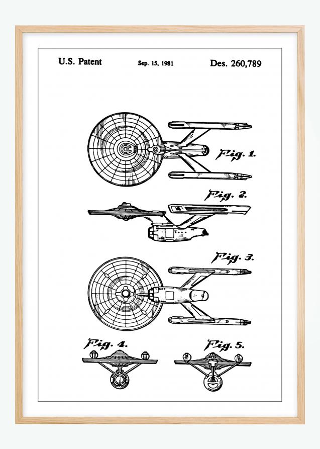 Dessin de brevet - Star Trek - USS Enterprise - Poster