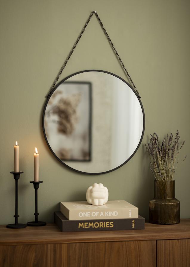 Miroir rond Modern Noir 51 cm Ø