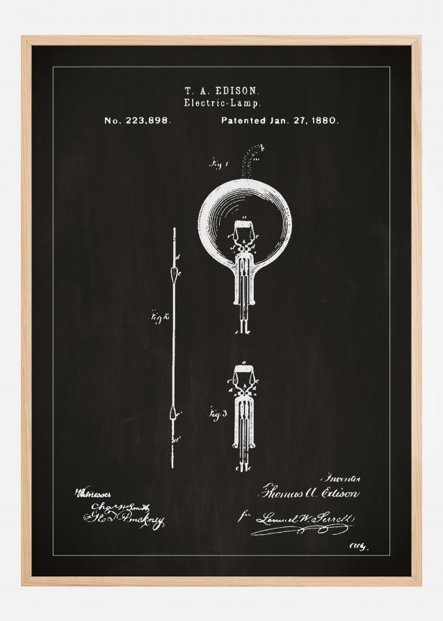 Dessin de brevet - Ampoule à incandescence B - Noir Poster