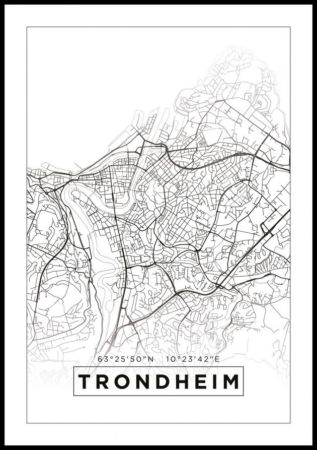 Map - Trondheim - White