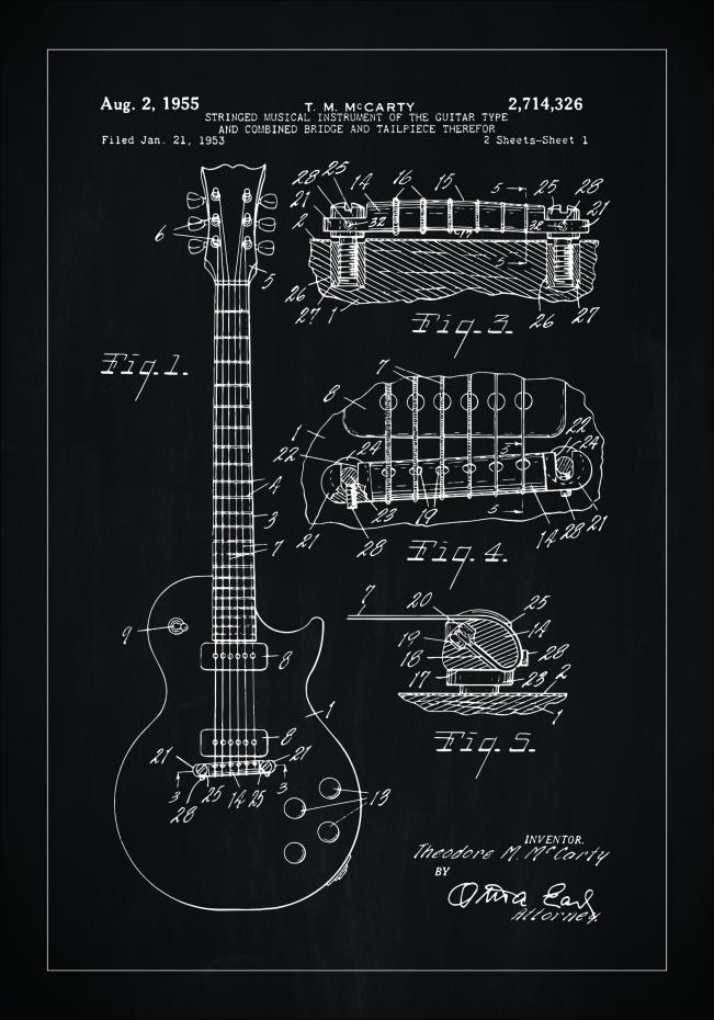 Dessin de brevet - Guitare lectrique I - Noir Poster