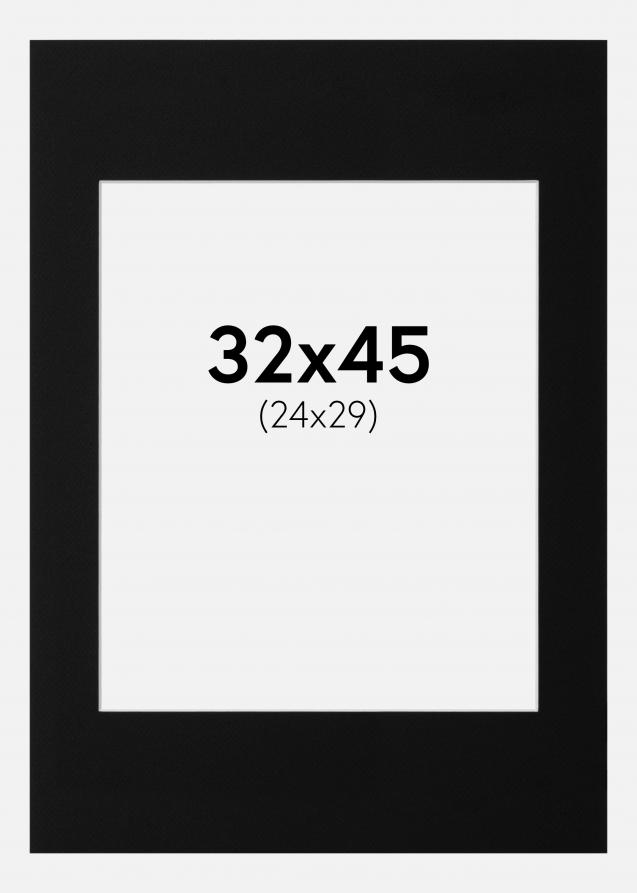 Passe-partout Noir Standard (noyau blanc) 32x45 cm (24x29)
