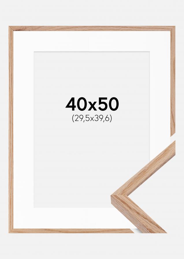 Cadre E-Line Chêne 40x50 cm - Passe-partout Blanc 12x16 pouces