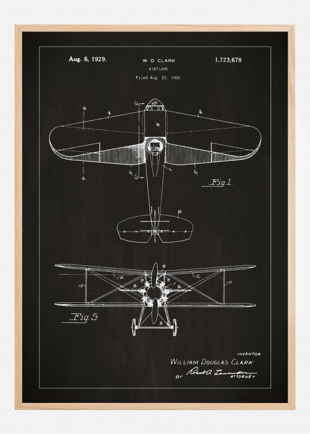 Dessin de brevet - Avion - Noir Poster