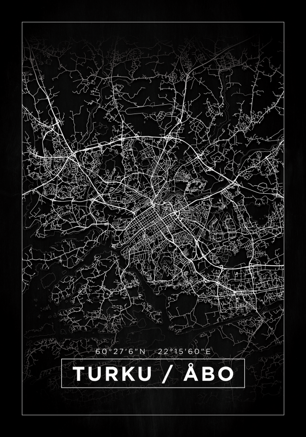 Map - Turku / Åbo - Black