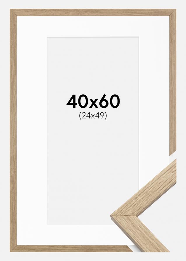 Cadre Stilren Verre acrylique Chêne 40x60 cm - Passe-partout Blanc 25x50 cm