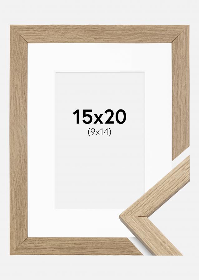 Cadre Stilren Verre acrylique Chêne 15x20 cm - Passe-partout Blanc 10x15 cm