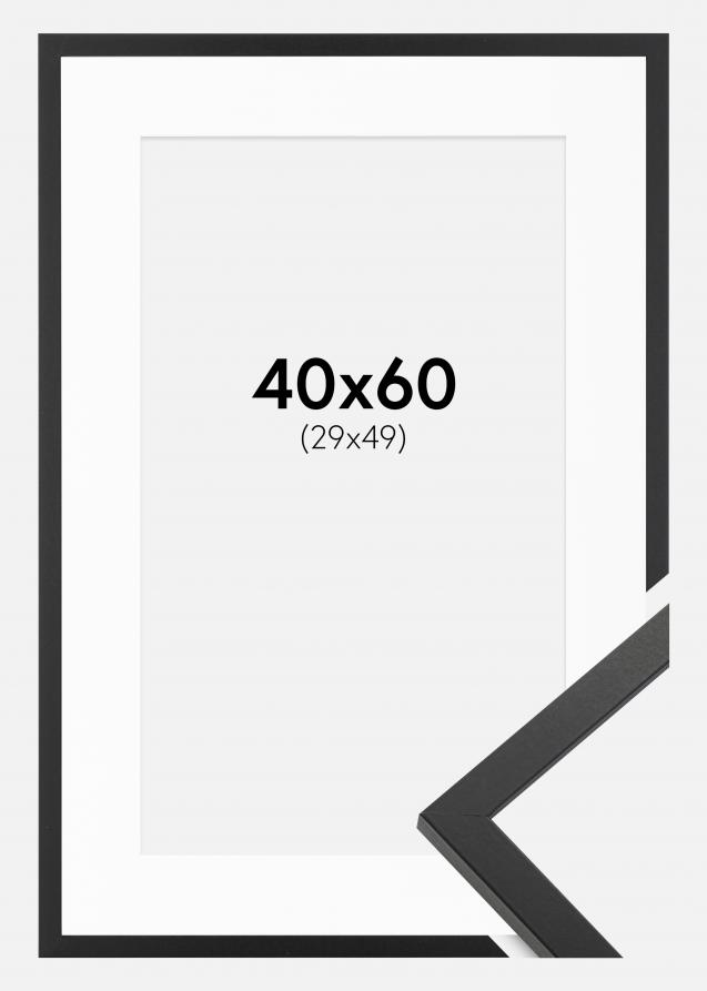 Cadre Trendy Noir 40x60 cm - Passe-partout Blanc 30x50 cm