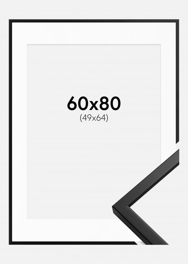 Cadre Oslo Noir 60x80 cm - Passe-partout Blanc 50x65 cm