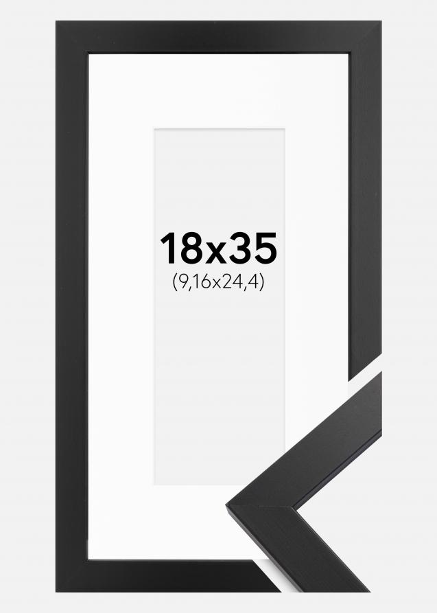Cadre Black Wood 18x35 cm - Passe-partout Blanc 4x10 pouces