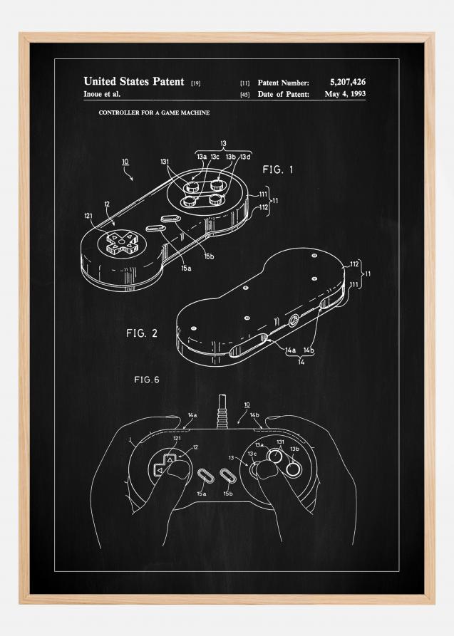Patent Print - Game Controller I - Black Poster