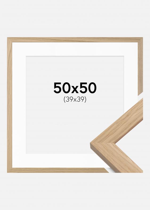 Cadre Oak Wood 50x50 cm - Passe-partout Blanc 40x40 cm