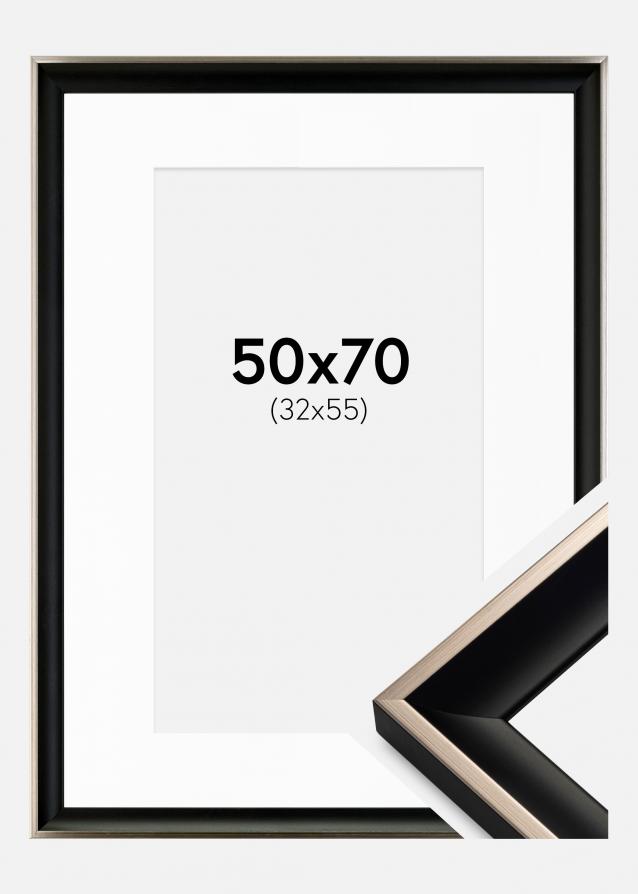 Cadre Öjaren Noir-Argent 50x70 cm - Passe-partout Blanc 33x56 cm