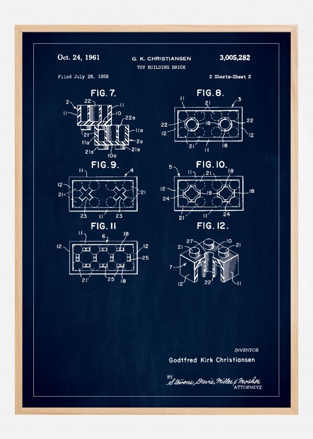 Patent Print - Lego Block II - Blue Poster