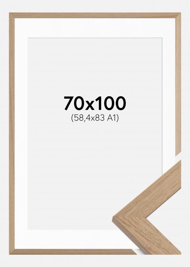Cadre Trendline Chêne 70x100 cm - Passe-partout Blanc 59,4x84 cm (A1)