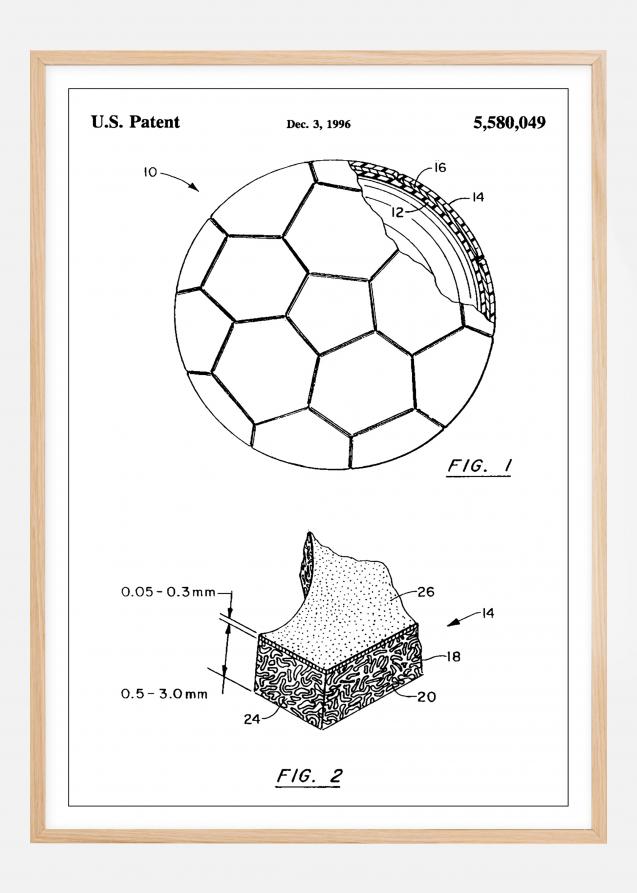 Patent Print - Football - White Poster