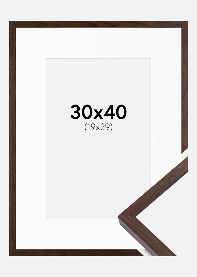 Cadre E-Line Noyer 30x40 cm - Passe-partout Blanc 20x30 cm