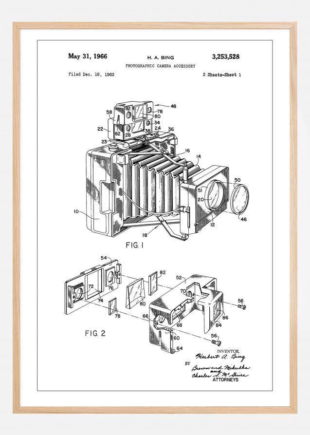 Patent Print - Photographic Camera - White Poster