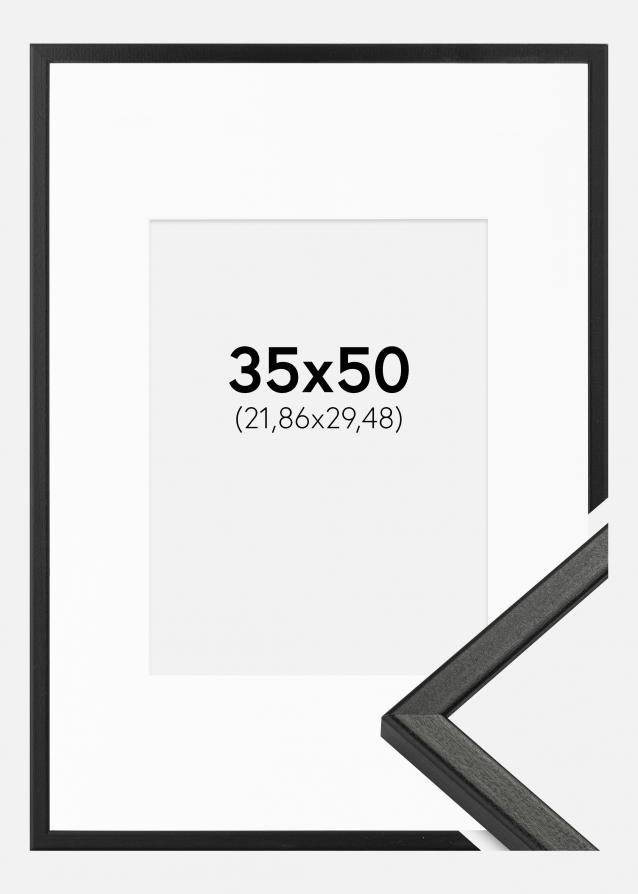 Cadre Kaspar Noir 35x50 cm - Passe-partout Blanc 9x12 pouces
