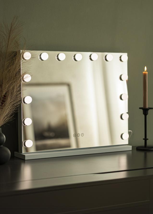 KAILA Miroir de maquillage Hollywood 15 Blanc 58x46 cm